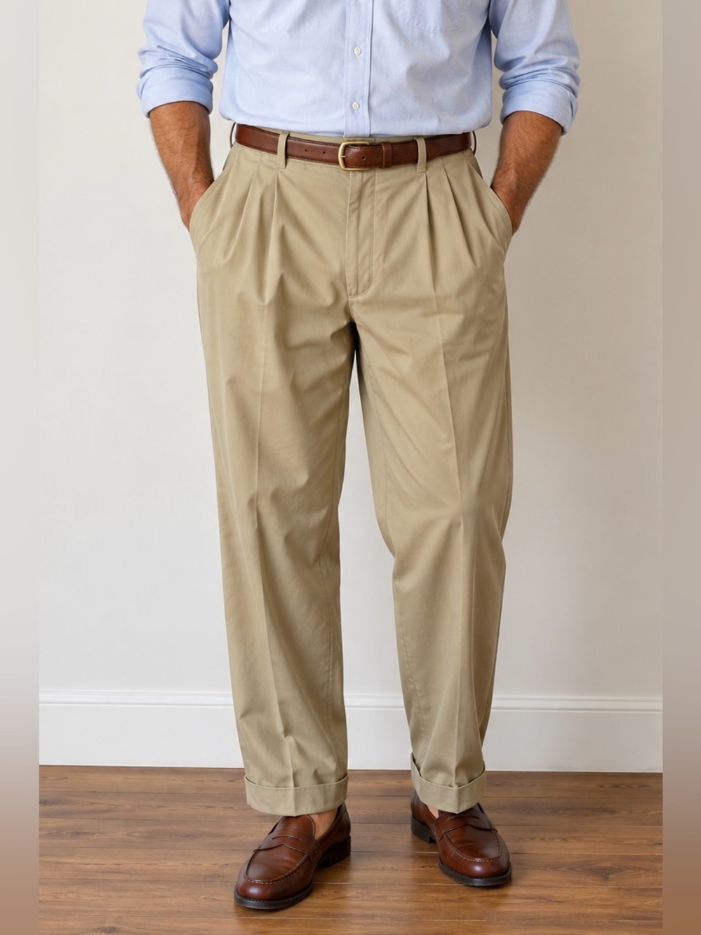 Polo Ralph Lauren Hammond Pleated Khaki Pants Menβs 38/32 100% Cotton